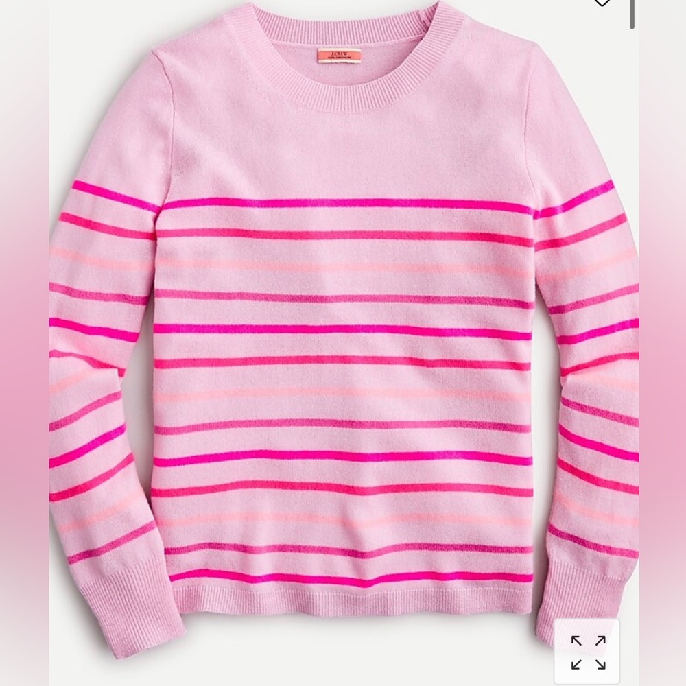 Cashmere crewneck sweater in ombré strip - size small. Item AV995.